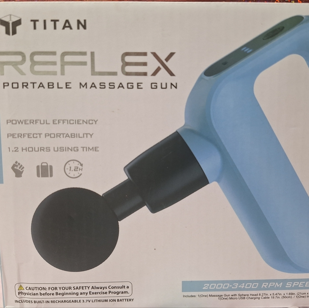Titan Reflex Massage Gun in Light Blue and Black